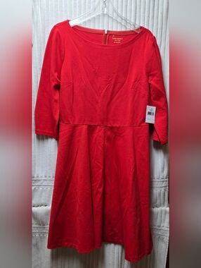 kate spade Red Boat Neck Ponte Fit-and-Flare Dress